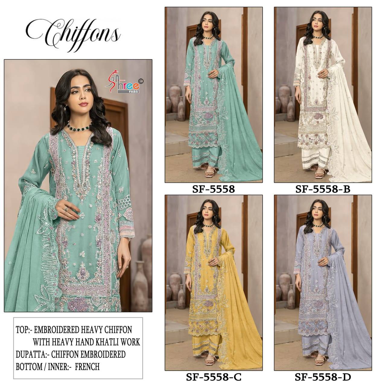 5558 COLOR By SHREE FABS Beautiful Pakistani Suits Colorful Stylish Fancy Ethnic Wear Chiffon Dresses At Wholesale